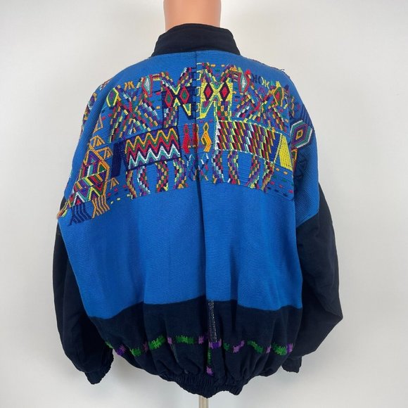 Hand Quilted Spliced Bomber Jacket Multi Color Size L - Picture 3 of 4